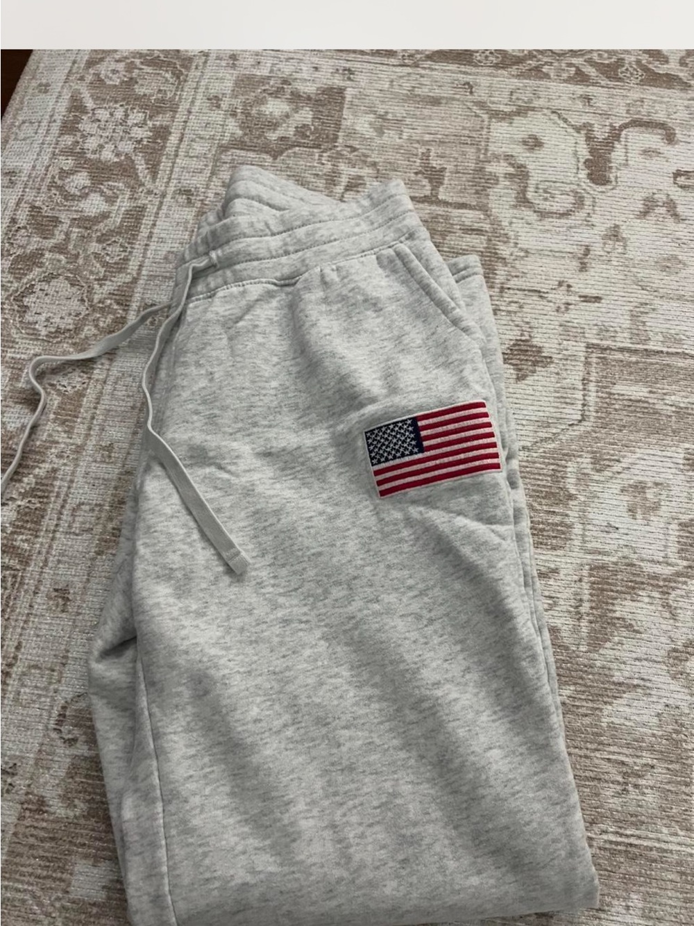 Hollister Light Gray Joggers with American Flag Patch